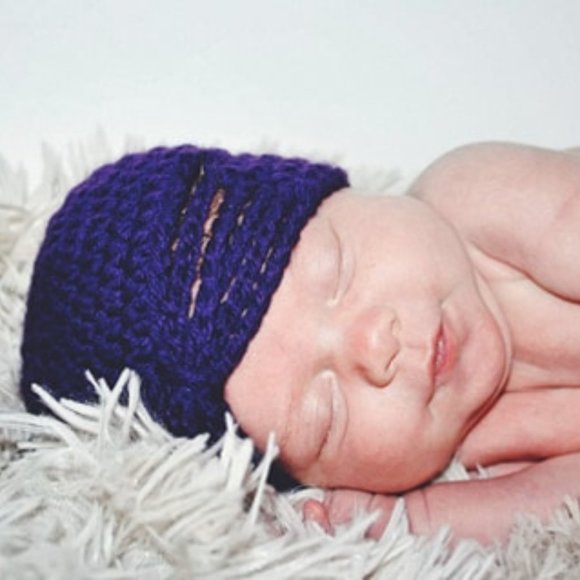 💜 PURPLE CROCHET SET · DIAPER COVER + TURBAN HAT · 0–3 MO 👶 - Picture 3 of 5